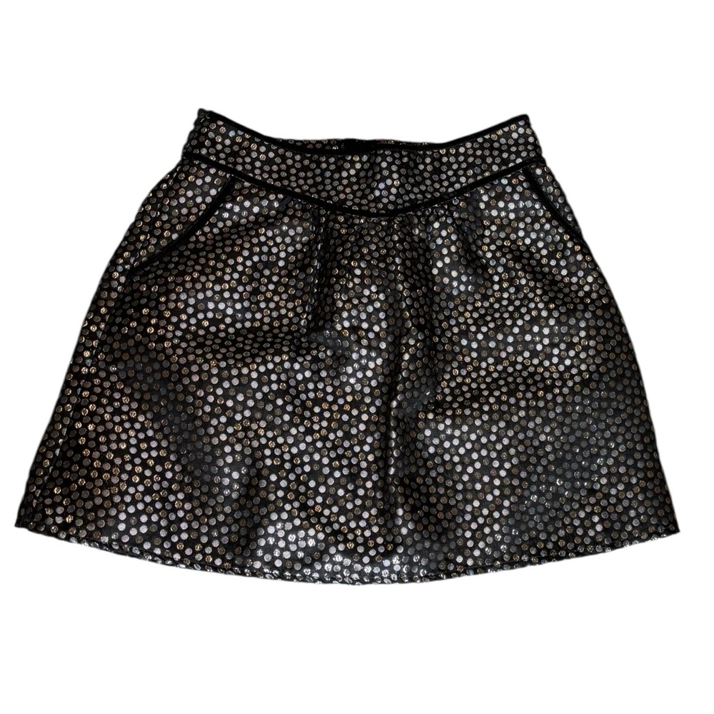 2-Hip by Wrapper 12 Black Silver Polka Dots Mini Skirt A-Line Girls